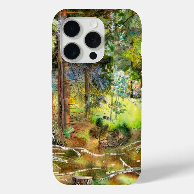 Coques Case-Mate iPhone Peinture de la forêt de pin aquarelle (Verso)