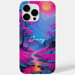 Coque Case-Mate iPhone Peinture de néon personnalisée Paysage Magenta Cya