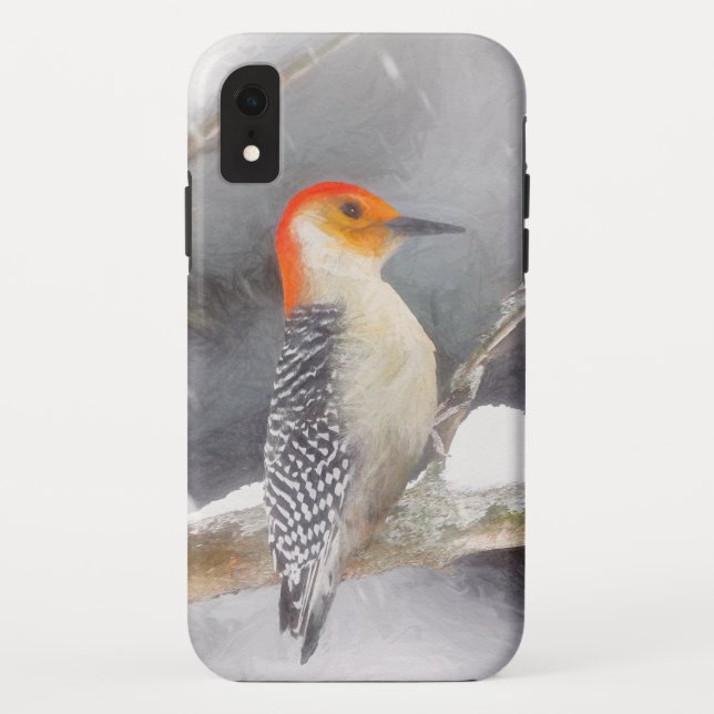 Coques Case-Mate iPhone Peinture de pic à ventre rouge Art original (Dos)