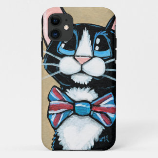 Coque iPhone 11 Peinture de port de cravate d'arc de chat