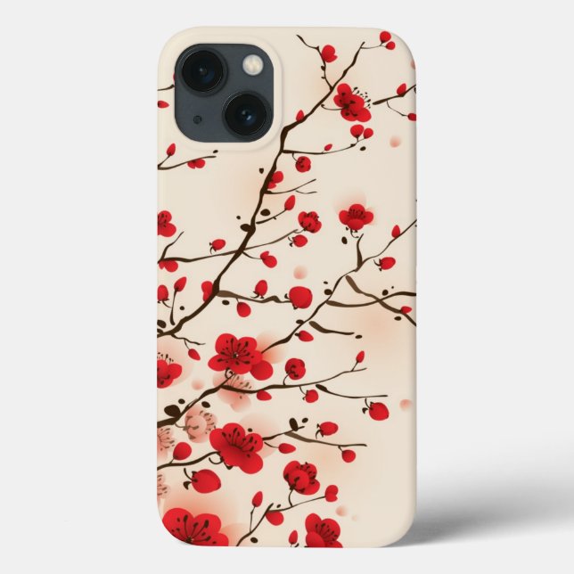 Coques Case-Mate iPhone Peinture de style oriental, fleur de prune au prin (Verso)