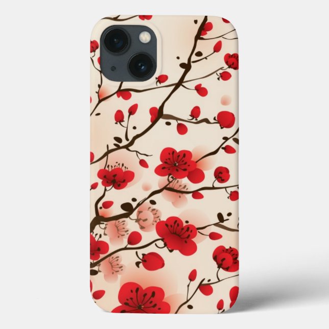 Coques Case-Mate iPhone Peinture de style oriental, fleur de prune au prin (Verso)