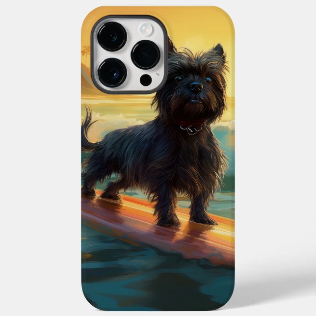 Coques Case-Mate iPhone Peinture de Surf sur la Plage d'Affenpinscher (Verso)