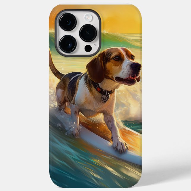Coques Case-Mate iPhone Peinture de surf sur la plage de Beagle (Verso)