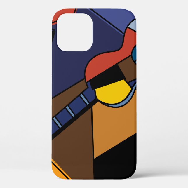 Coques Case-Mate iPhone Peinture de surréalisme de guitare cubiste. (Verso)