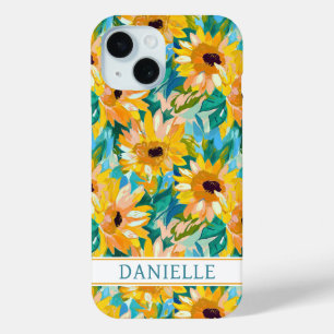 Coque Case-Mate iPhone Peinture de tournesol colorée avec monogramme
