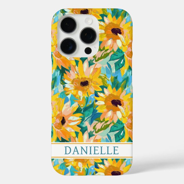 Coques Case-Mate iPhone Peinture de tournesol colorée monogrammée (Verso)