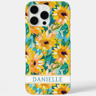 Coque iPhone 16 Pro Max Peinture de tournesol colorée monogrammée