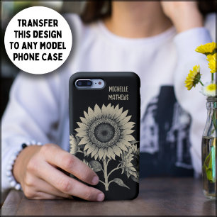 Coque Case-Mate iPhone Peinture de tournesol monochromatique de style vin