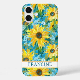 Coque Pour iPhone 16 Plus Peinture de tournesol monogrammée
