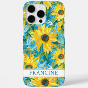 Coque iPhone 16 Pro Max Peinture de tournesol monogrammée