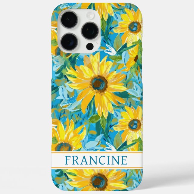 Coques Case-Mate iPhone Peinture de tournesol monogrammée (Verso)
