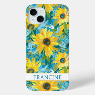 Coque Case-Mate iPhone Peinture de tournesol monogrammée