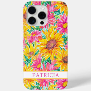 Coque Case-Mate iPhone Peinture de tournesols colorés avec monogramme