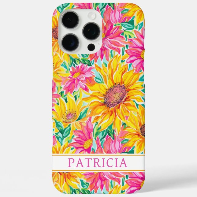 Coques Case-Mate iPhone Peinture de tournesols colorés monogrammée (Verso)