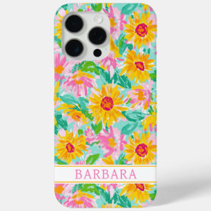 Coque Case-Mate iPhone Peinture de tournesols modernes monogrammée