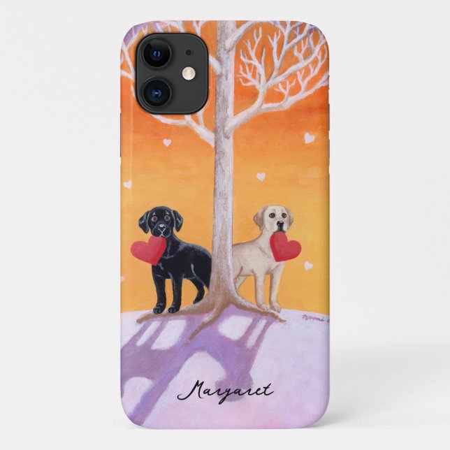 Coques Case-Mate iPhone Peinture des labradors d'hiver (Dos)