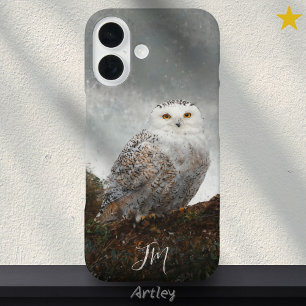 Coque Pour iPhone 16 Peinture d'oiseaux de Chouette neigeuse Nom person