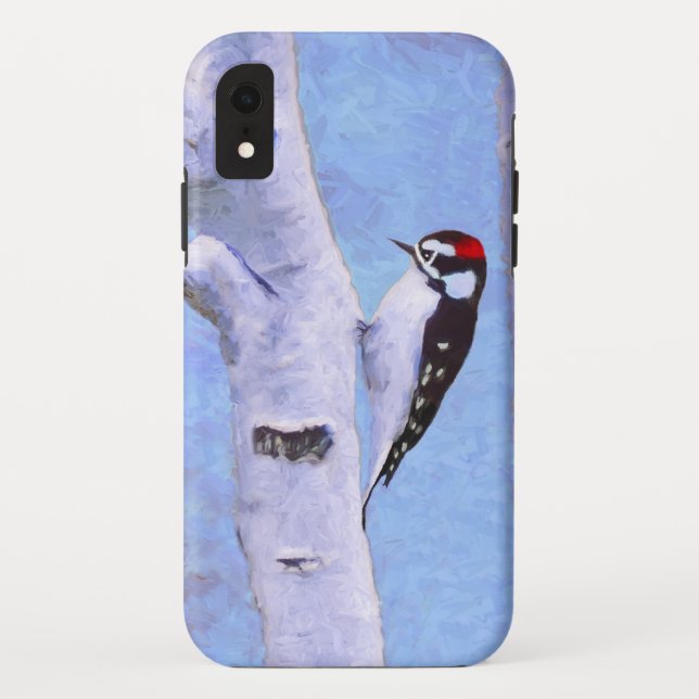 Coques Case-Mate iPhone Peinture Downy Woodpecker - Art original pour oise (Dos)