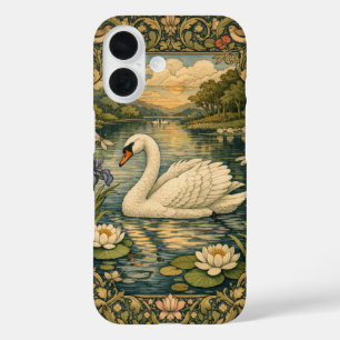 Coque Pour iPhone 16 Peinture élégante vintage aquarelle cygne blanc