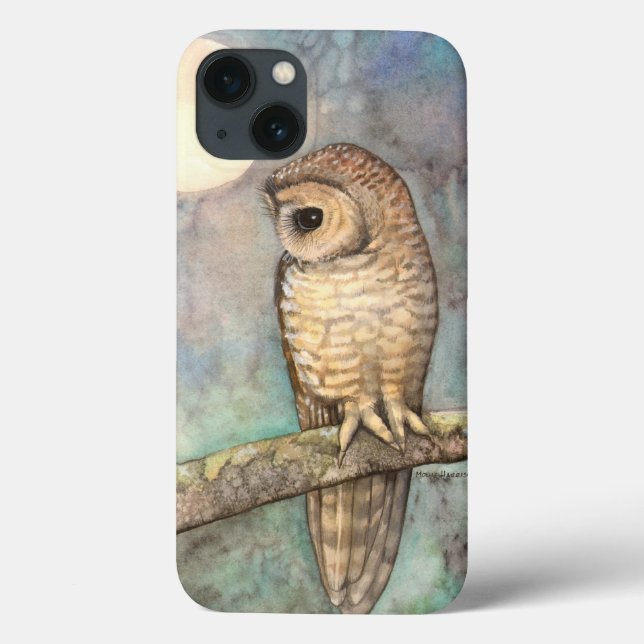 Coques Case-Mate iPhone Peinture faunique de hibou tacheté brun (Verso)