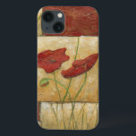 Coques Pour iPhone Peinture florale avec traits de pinceau visibles<br><div class="desc">Les touches de brosse sont visibles dans ce tableau floral de Chariklia Zarris. Deux fleurs rouges sont au milieu de la pièce avec de l'herbe sur le fond et quelques feuilles flottent sur le dessus. Une scène fantaisiste qui ferait un grand cadeau!</div>