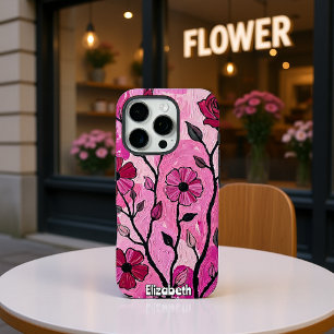 Coque iPhone 16 Pro Peinture Fuchsia et rose