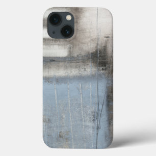 Etui iPhone 13 Peinture grise et bleue abstraite