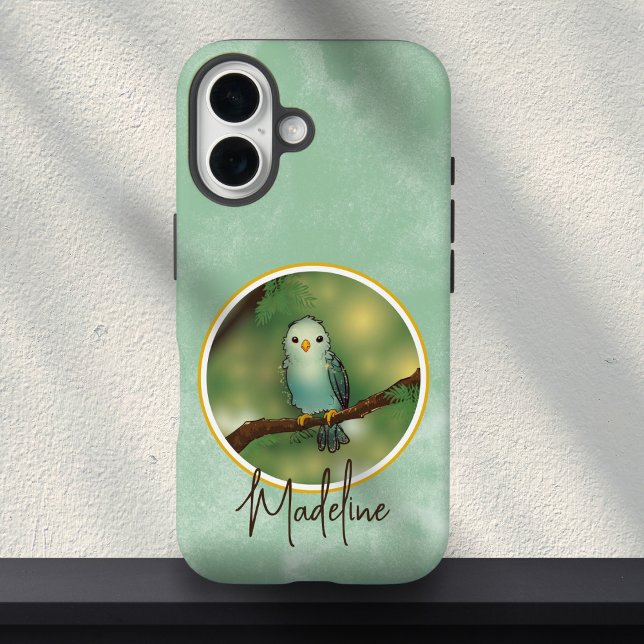 Coques Case-Mate iPhone Peinture jolie d'oiseau bleu mignon avec nom perso (Créateur téléchargé)
