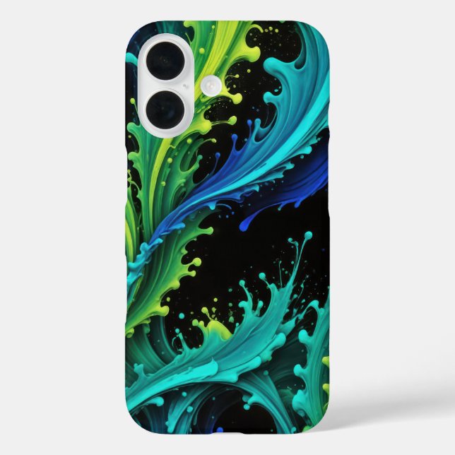 Coques Case-Mate iPhone Peinture Néon Splashes Sur Noir (Verso)