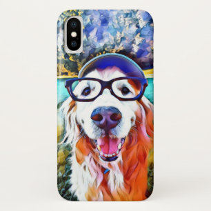 Case-Mate iPhone Case Peinture nerd en verre de golden retriever vibrant