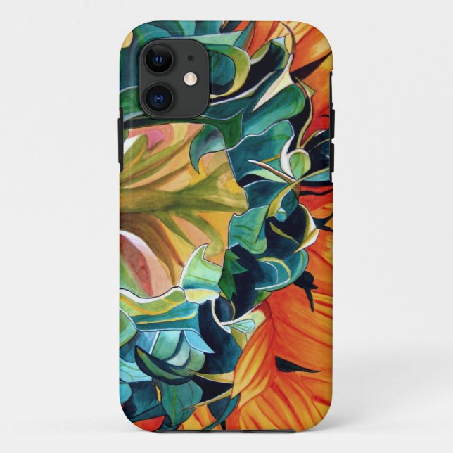 Coques Case-Mate iPhone Peinture originale aquarelle Tournesol jaune (Dos)