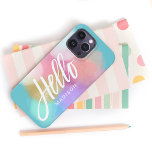 Coque Case-Mate iPhone Peinture Pastel personnalisée Schéma Bonjour<br><div class="desc">De jolis écaillages de peinture pastel en rose, pêche, lilas, aqua, or, bleu et blanc sont éparpillés à travers cet abstrait design élégant qui comprend le texte "Hello" dans la typographie de script de brosse moderne. Personnalisez avec votre nom ou tout autre texte souhaité pour un coque qui vous est...</div>