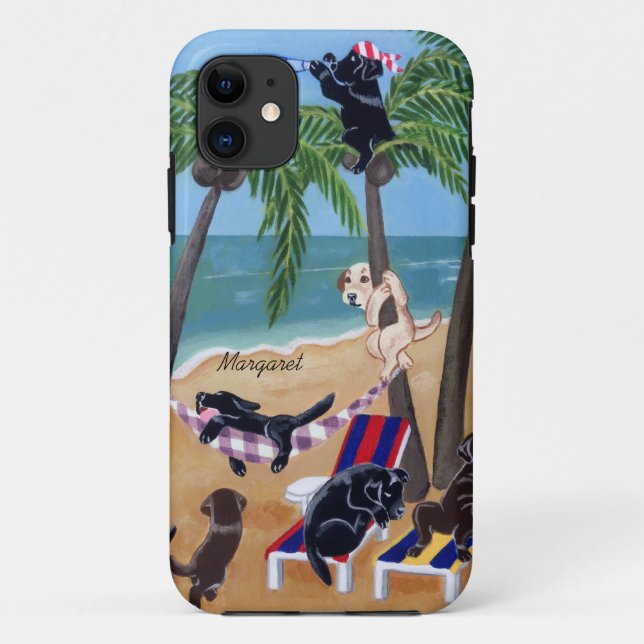 Coques Case-Mate iPhone Peinture personnalisée de Labradors de vacances (Dos)