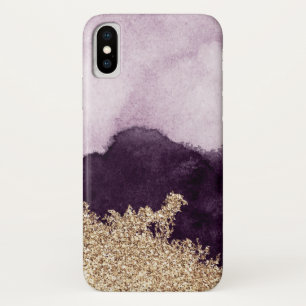 Case-Mate iPhone Case Peinture pourpre et or d'aquarelle déchirés