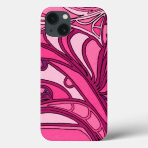 Etui iPhone 13 Peinture rose abstraite de panneau