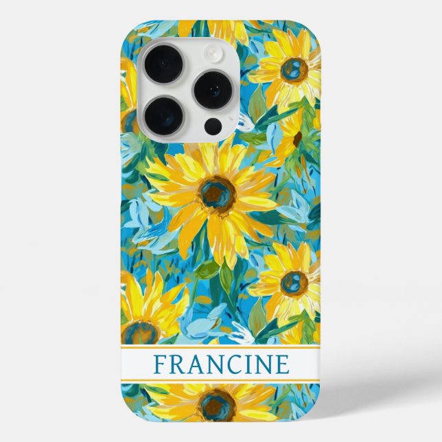 Coques Case-Mate iPhone Peinture Tournesol Monogrammée (Verso)