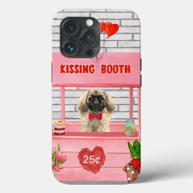 Coques Case-Mate iPhone pekingese Chien Valentine's Day Kissing Booth (Verso)