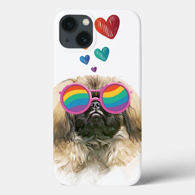 Coques Case-Mate iPhone Pekingese Dog with Hearts Saint-Valentin (Verso)