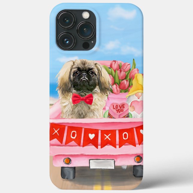 Coques Case-Mate iPhone Pékingese Jour de la Saint-Valentin Camion Cœurs (Verso)