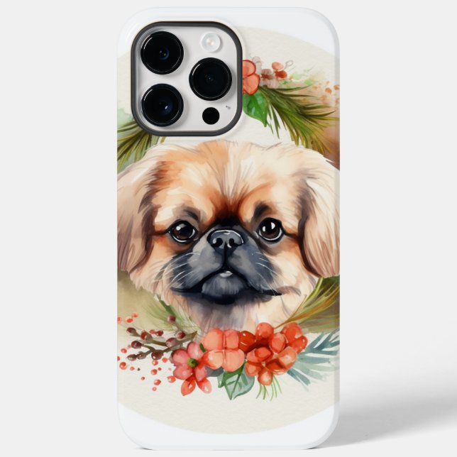 Coques Case-Mate iPhone Pékinois Couronne de Noël Chien de fête (Verso)