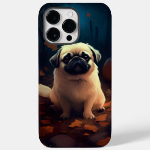 Coque Case-Mate iPhone Pékinois d'Halloween avec citrouilles effrayantes