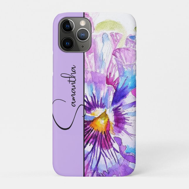 Coques Case-Mate iPhone Pensée Violette Fleur Floral Aquarelle (Dos)