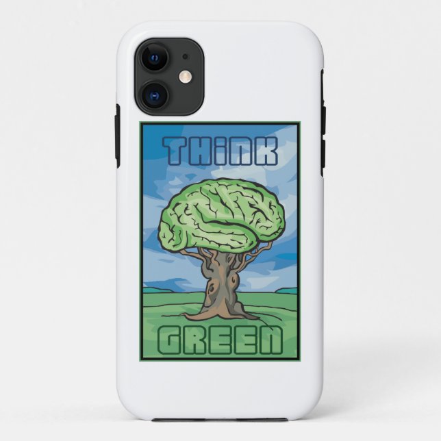 Coques Case-Mate iPhone Pensez au cerveau vert (Dos)