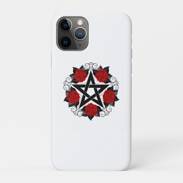 Coques Case-Mate iPhone Pentagramme aux roses rouges (Dos)