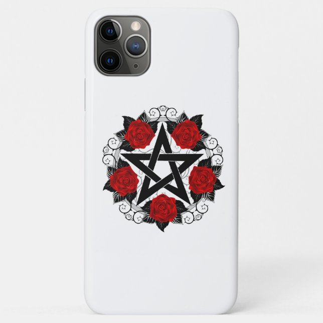 Coques Case-Mate iPhone Pentagramme aux roses rouges (Dos)