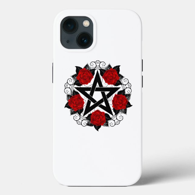Coques Case-Mate iPhone Pentagramme aux roses rouges (Verso)