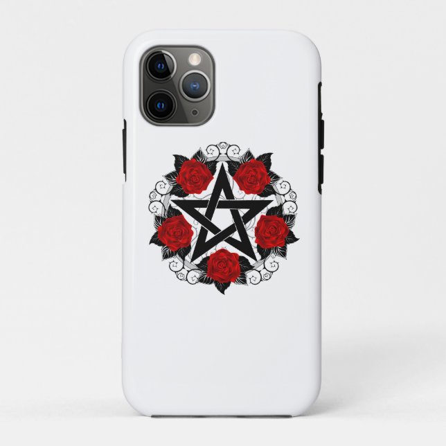 Coques Case-Mate iPhone Pentagramme aux roses rouges (Dos)