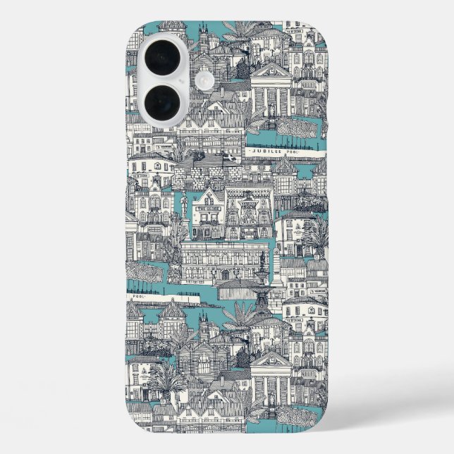 Coques Case-Mate iPhone Penzance toile indigo turquoise (Verso)