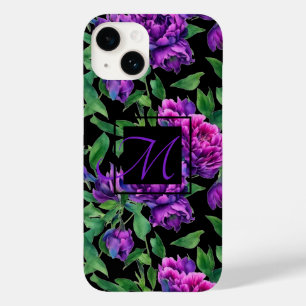 Coque Case-Mate iPhone Peonées d'aquarelle romantique violet magenta rose